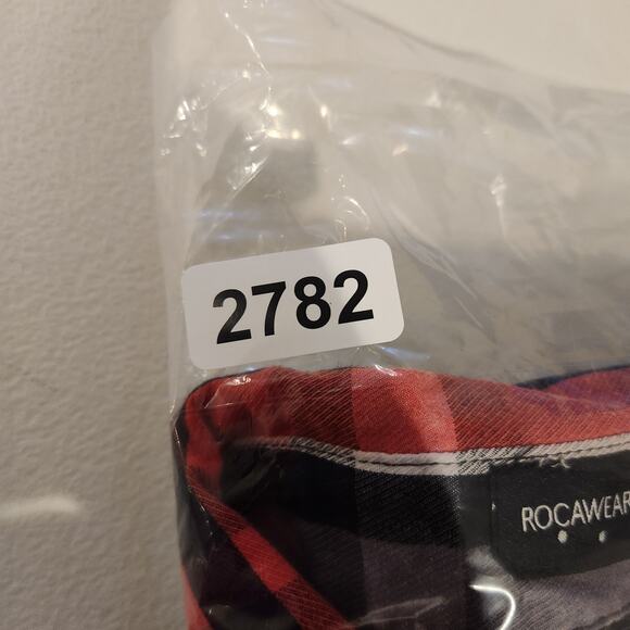 Vintage Rocawear Red Black Plaid Pearl Snap Button Up Shirt Size 4X Streetwear - Picture 7 of 9